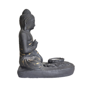 TABLETOP DECOR/IDOL/CANDLE HOLDER: Meditating stone Buddha tea light candle holder.