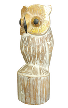 Home Decor. Tabletop Showpiece. Hand Carved Wooden Owl Figurine, "Lonely Owl".