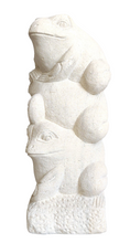 TABLETOP DECOR / GARDEN DECOR / FIGURINE: Handcrafted 3 Cute Acrobatic Frogs Sculpture in sandstone.