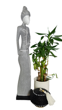 Home Decor Figurine. Modern Wooden Handcrafted Lady Statuette.