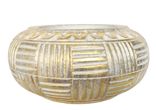 Home Decor: Storage Accessory - Hand Carved and Painted Decorative Round Wooden Bowl.