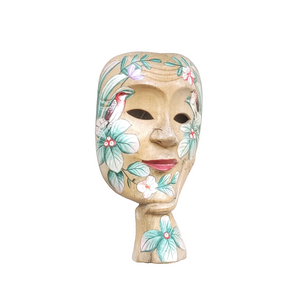 Home Decor: Table - Wall Art.Surreal Handcarved and Hand Painted Mask - Floral with Birds.