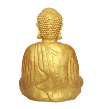 TABLE - OUTDOOR DECOR: Beautiful  Stone Meditating Buddha, sitting in Lotus Pose. " Golden Buddha".