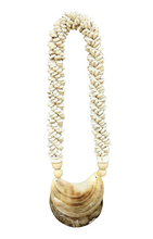 Home Decor - Wall Accent. Vintage Mother Of Pearl Curved Necklace with Cowrie Shells.
