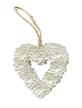 HOME DECOR: Wall Hanging Accent. Double sided heart shape shell decor in floral design.