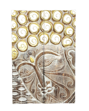 Home Decor.
Wall - Table Artifact. Handcrafted Serene Buddha Face Art Wooden Folding Screen Panel.