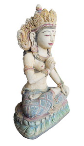 Home Decor: Garden Statue. Stunning Goddess Devi Tara Sitting Sculpture in Stone.