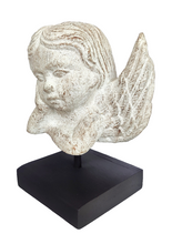 Home Decor. Table Ornament. Stone Angel Cherub on Stand.