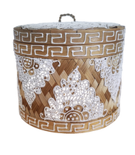 Table Decor - Storage Accessory. Stunning Handcrafted woven bamboo and hand painted box with mandala design.
