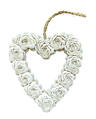HOME DECOR: Wall Hanging Accent. Double sided heart shape shell decor in floral design.