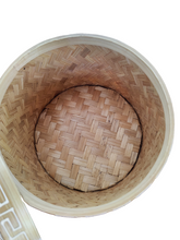 Table Decor - Storage Accessory. Stunning Handcrafted woven bamboo and hand painted box with mandala design.