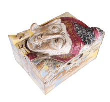 Table Decor - Storage Accessory. Hand-carved Wooden Trinket - Puzzle Box, "Glorious Buddha"