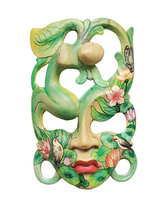 Home Decor. Wall Art. Beautiful Hibiscus Wood Colourfully Painted Mask, "Balinese Dancer".