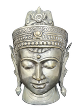 Home Decor. Tabletop Idol. Far Eastern Bronze Head Sculpture of Lord Buddha, depicted as a King.