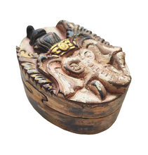 Home Decor. Table Decor-Storage Accessory. Hand Carved Wooden Lord Ganesha Trinket / Puzzle Box.