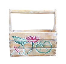 Home Decor. Furniture. Hand Painted and Hand crafted Magazine holder with Lotus motifs.
