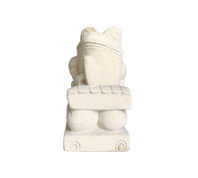 TABLE/GARDEN DECOR: Handcrafted Cute Frog Sculpture in sandstone playing the xylophone.