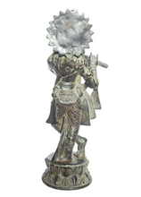 Home Decor Idol. Solid Bronze Sculpture of Lord Krishna with Antiqued Patina. East Asian.