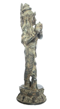 Home Decor Idol. Solid Bronze Sculpture of Lord Krishna with Antiqued Patina. East Asian.