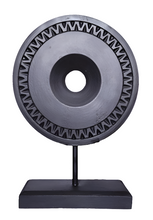 Home Decor: Tabletop Showpiece. Hand Carved Wooden Disc Décor on Stand.
