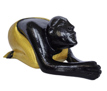 Home Decor Figurine. Cute Handcrafted Wooden Monk Praying in Vintage Finish.