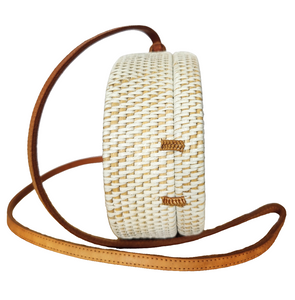 HANDBAG: HANDWOVEN OVAL SLING / CROSSBODY BRAIDED BAG.