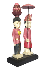 Home Decor. Tabletop Sculpture.
Hand Carved and Painted Wooden Figures on a rustic base - Melasti, a Hindu Ceremony.