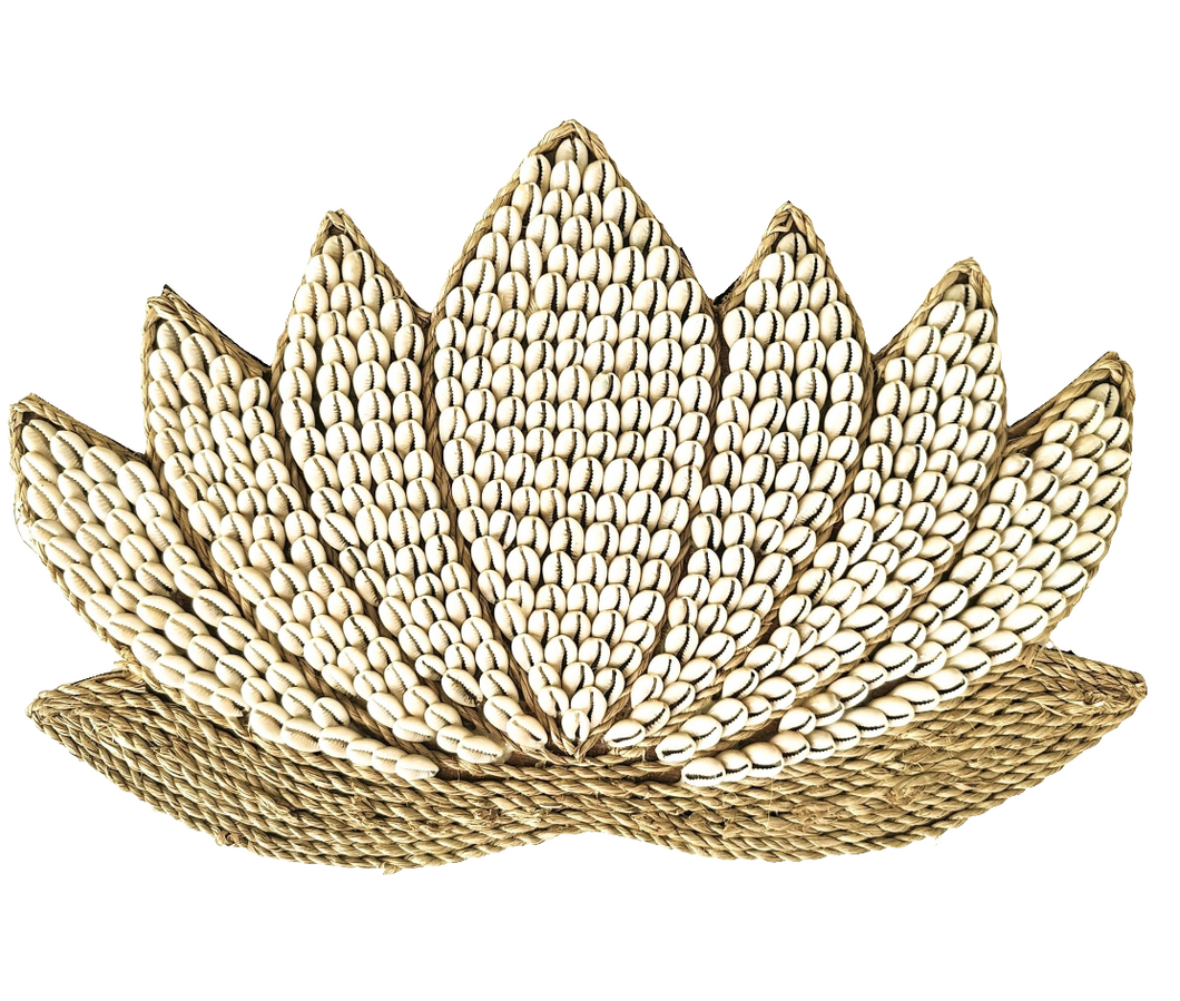 Home Decor - Wall Hanging. Handmade Decorative Lotus Design with Natural Sea Shells.