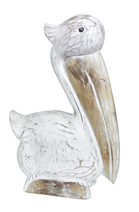 Home Decor. Pelican bird figurine handcrafted from wood.