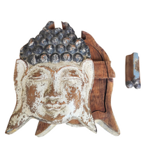 Home Decor. Table Decor-Storage Accessory. Hand-carved Wooden Trinket - Puzzle Box, "Glorious Buddha"