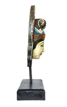 Home Decor: Table Accent. Lovely Handcrafted Wooden Mask of Goddess Sita on a Base.