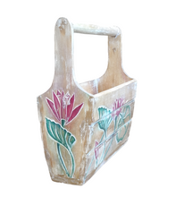 Home Decor. Furniture. Hand Painted and Hand crafted Magazine holder with Lotus motifs.