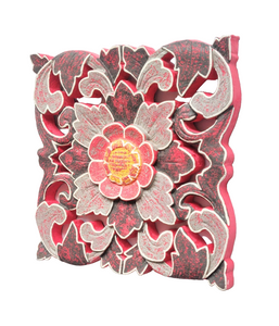 Home Decor. Wall Sculpture. Hand Crafted Floral Wooden Wall Relief Panel, "Blooming Flowers".