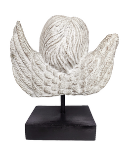 Home Decor. Table Ornament. Stone Angel Cherub on Stand.