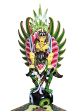 Home Decor: Intricately Hand-Carved Wooden Sculpture of Lord Vishnu and Garuda, "Holy Duo".
