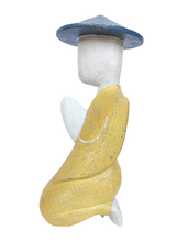 Home Decor Statue. Tabletop Accent. Hand Carved Wooden Farmer Statue.