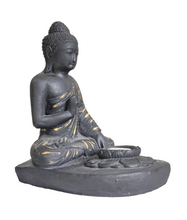 TABLETOP DECOR/IDOL/CANDLE HOLDER: Meditating stone Buddha tea light candle holder.