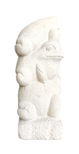 TABLETOP DECOR / GARDEN DECOR / FIGURINE: Handcrafted 3 Cute Acrobatic Frogs Sculpture in sandstone.