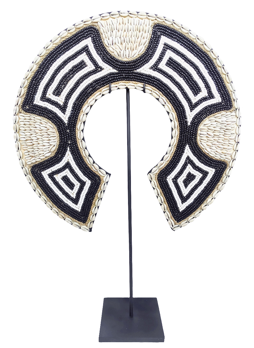 Home Decor. Table / Wall  Showpiece. Unique Sea Shell and Beads, Papua Tribes Decorative Necklace.