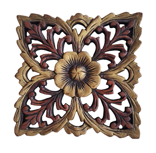 Wooden Carved Floral Wall Art Decor.