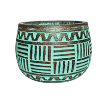 Home Decor: Handmade Carved Tribal Line Pattern Wooden Bowl.