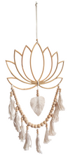 Home Decor - Large Lotus Flower Design, Beaded Bamboo Wall Art.