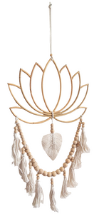 Home Decor - Large Lotus Flower Design, Beaded Bamboo Wall Art.