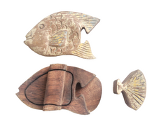 Home Decor. Table Decor-Storage Accessory.
Hand Carved Wooden Fish, Trinket / Puzzle Box, "Pacific Fish".
