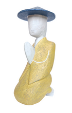 Home Decor Statue. Tabletop Accent. Hand Carved Wooden Farmer Statue.