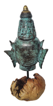 Home Decor Idol. Bronze Lord Vishnu Head Statue on a driftwood base.