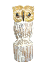 Home Decor. Tabletop Showpiece. Hand Carved Wooden Owl Figurine, "Lonely Owl".