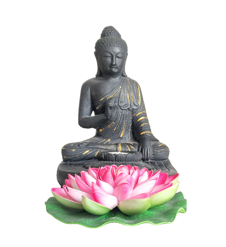 TABLETOP DECOR/IDOL/CANDLE HOLDER: Meditating stone Buddha tea light candle holder.