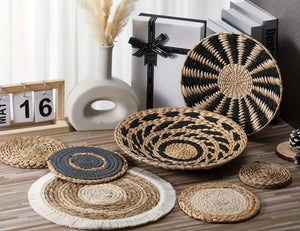 Home Decor - Boho Wall Decor - Handwoven Seagrass Hangings, Multi-Size 7 pcs.
