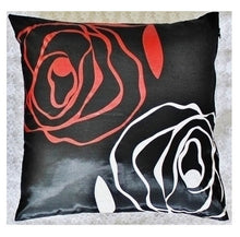 Home Furnishing: Pair of Thai Silk Cushion Covers in floral - roses design.